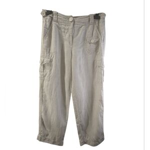 Talbots Irish Linen Light Oatmeal Cropped Pants Size 10